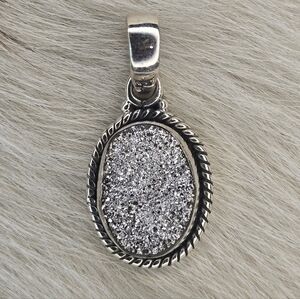 Sterling Silver 925 Druzy Crystal Necklace Pendant